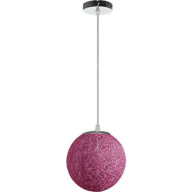 Fairy tale Idyllic Country Pendant Light Colorful Rattan Weave Chandelier Modern Spherical Hanging Lamp for Bedroom Cafe Loft Purple 20cm