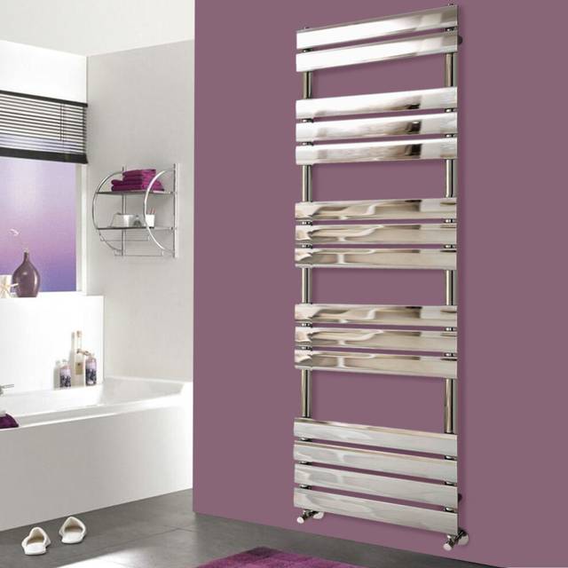 Warmehaus - Heated Towel Rail Radiator For Bathroom Ladder Flat Panel Chrome 1600x600mm