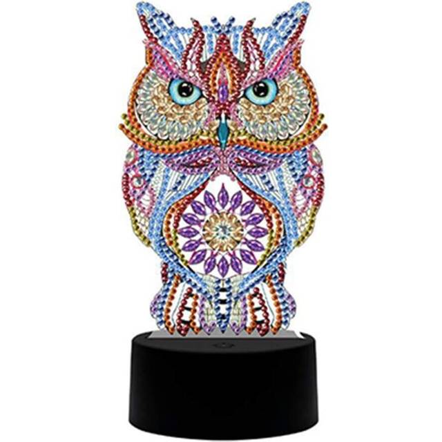 5D DIY Diamond Painting Kit, LED Bedside Lamp, Night Light for Kids, Children's Room Lighting, Party Decoration DP02 Owl