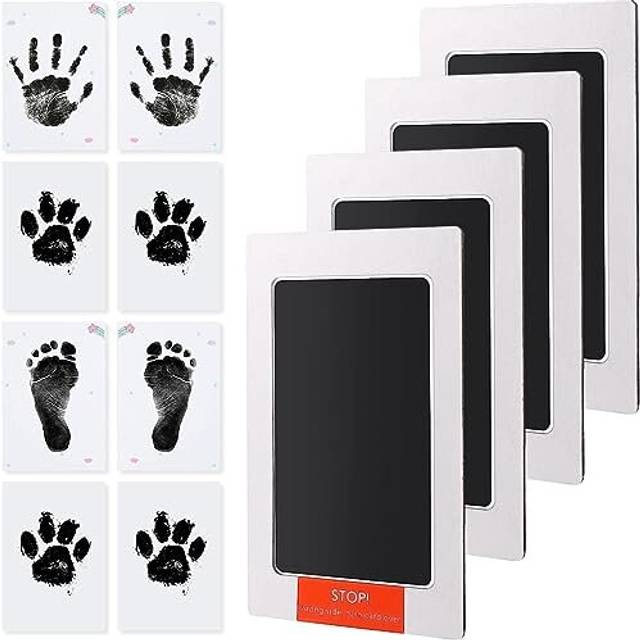 Baby Handprint and Footprint Kit, 4 Handprint Ink Pads 8 Imprint Cards, Pet Paw Print Kit, Hand Print Kit with Safe Touch Inkless Pad Non-Toxic for