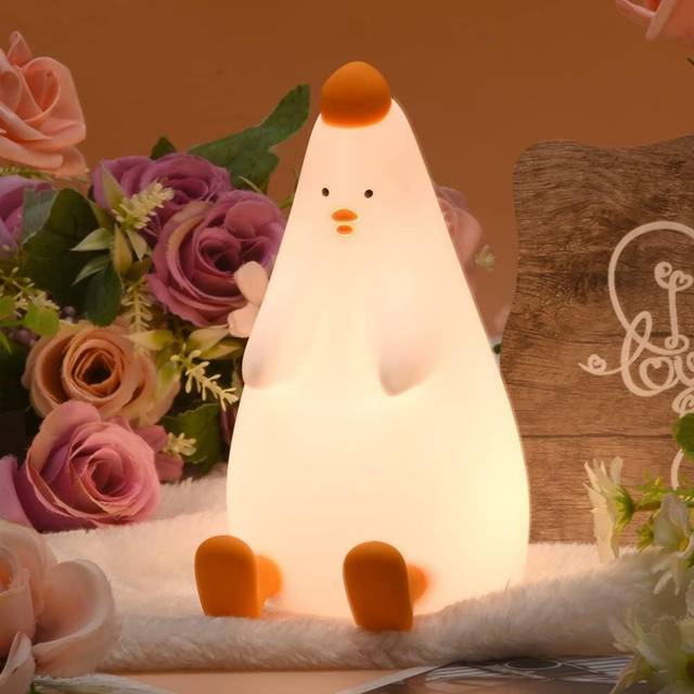 Cute Chick Silicone Kid Night Light,USB Rechargeable Nursery Lamp,7 Colors Tap Control,Cute LED Lights,Room Decoration Gift for Girl Boy and Childre