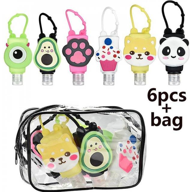 6pcs/bag Empty Portable Hand Sanitizer Bottle Keychain H Reusable Bottle Er L Stora Bottle With Bag 30ml