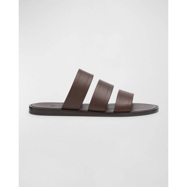 Loro Piana Naha leather slides - brown (UK 10)