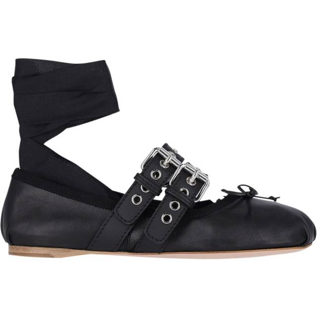 Nappa and calf leather ballerinas