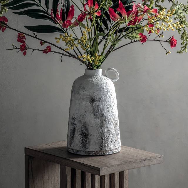 Gallery Direct Troy Bottle Vase Whitestone Small 190x190x285mm, White