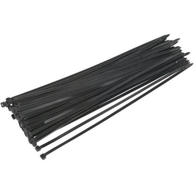 50 PACK Black Cable Ties - 450 x 7.6mm - Nylon 66 Material - Heat Resistant