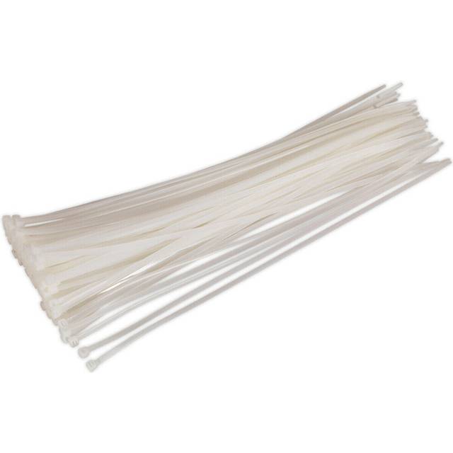 100 PACK White Cable Ties - 380 x 4.4mm - Nylon 66 Material - Heat Resistant