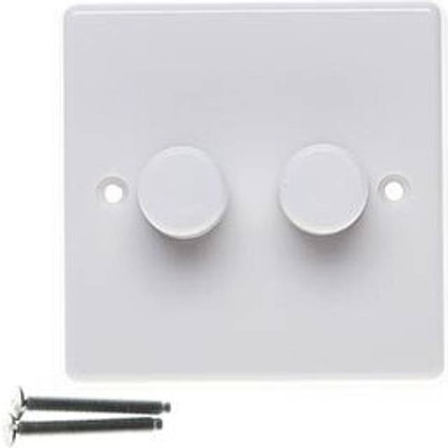 Varilight JQP252W V-Pro White 2 Gang LED Trailing Edge Dimmer Switch 1 or 2 Way