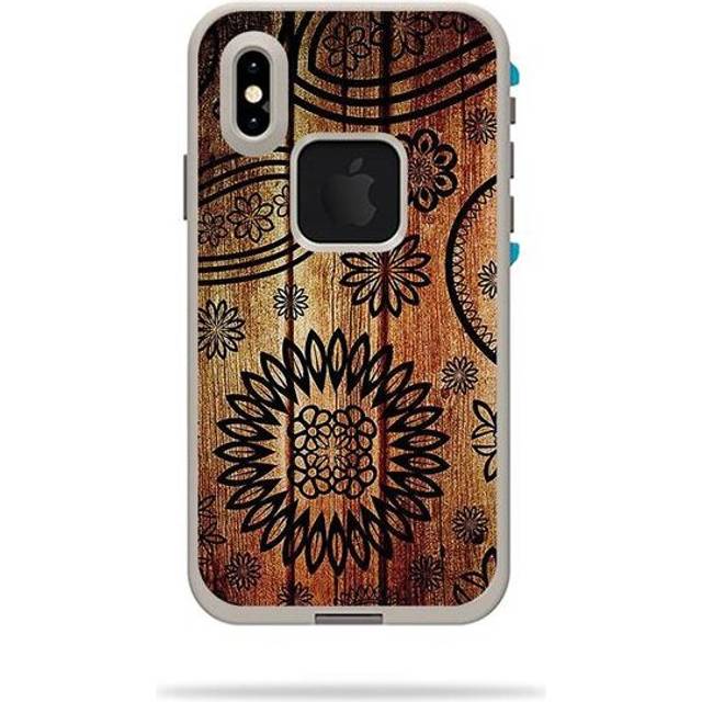MightySkins LIFIPXS-Wooden Floral Skin Decal Wrap for LifeProof Fre iPhone XS Case Sticker - Wooden Floral