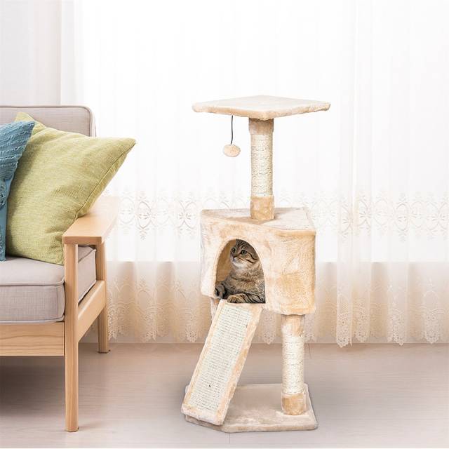 98cm H Cat Tree - Beige (98cm H X 40cm W X 40cm D)