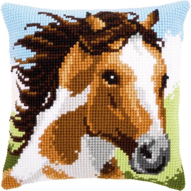 "Vervaco Needlepoint Cushion Top Kit 16""X16"" -Fiery Stallion"