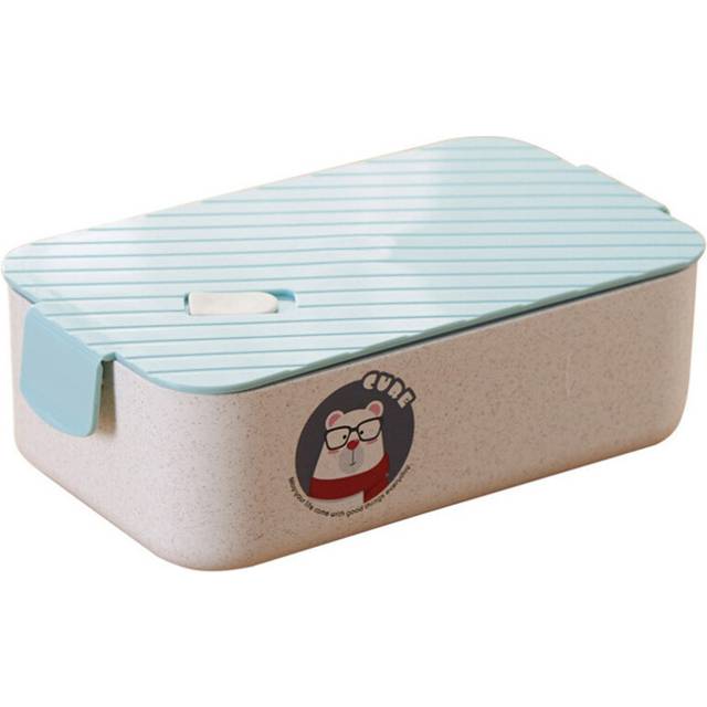Wheat Fiber Rectangular Lunch Box Lunch Student School Adult Office Bento Box Sealed Leak-proof Microwave Oven Food Container