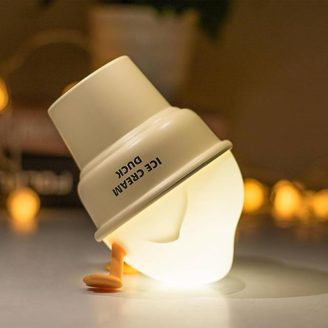 Cute Ice Cream Duck Night Lights for Kids Room, 3 Level Dimmable & Rechargeable Nursery Nightlight, Cute Lamps, Fun Stuff/Gifts forChildren