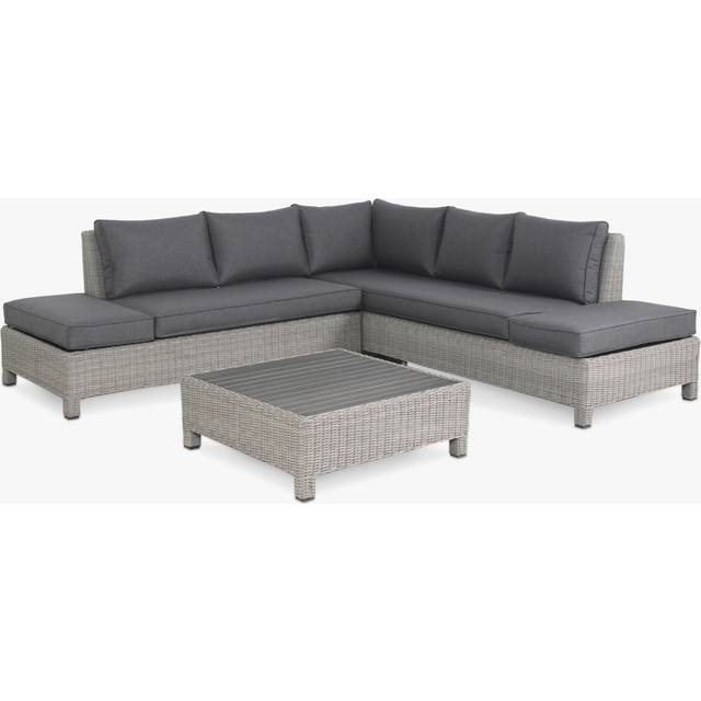 Kettler Palma Low Lounge Set - White Wash with Grey Taupe Cushions, Grey