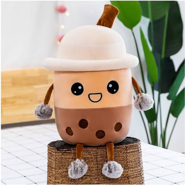 (Round Eye, 30cm/11.8in) 20/30/40/50cm Bubble Tea Boba Cup Soft Milk Tea Pillow Stuffed Doll Plush Toys