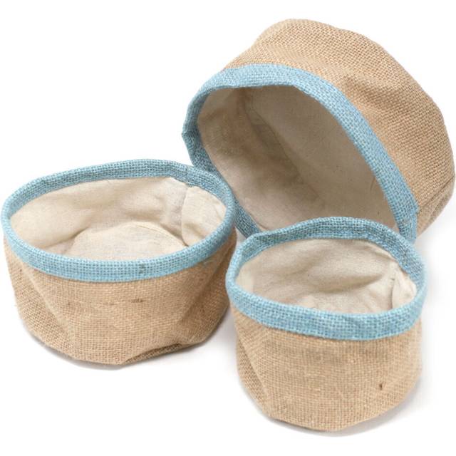 Set of 3 Natural Jute Baskets - Teal NATJB-03 AW