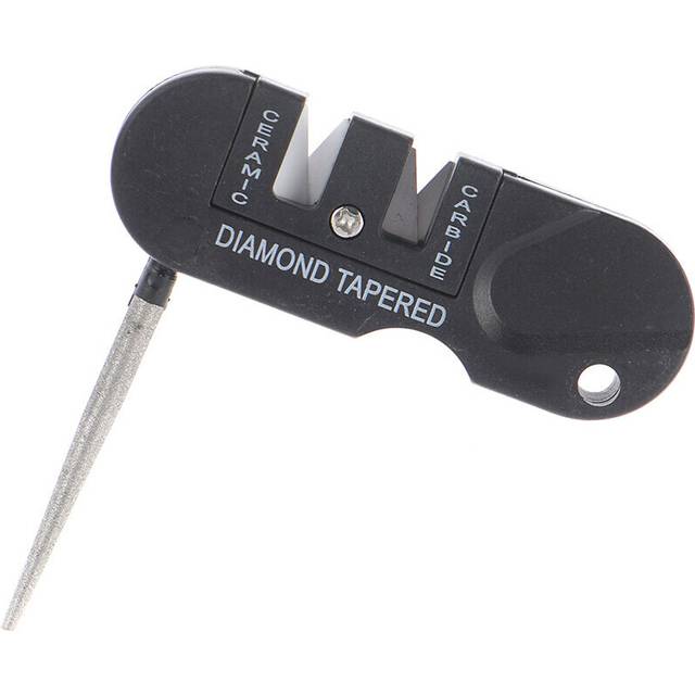 (a-Red) Portable Tungsten Ceramic Carbide Knife Whetstone Sharpener Sharpen Fish Hook Pocket Diamond Tool Camp Hike outdoor