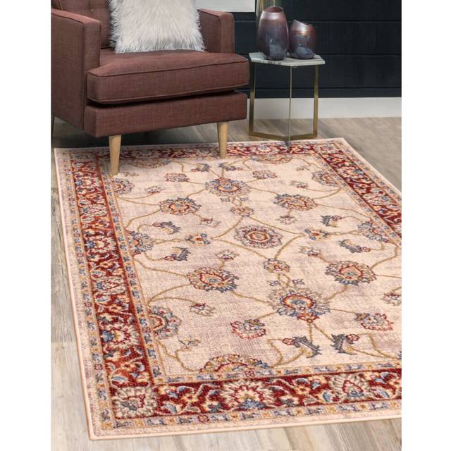 (Cream/Red, Small 80x150 cm (2'6''x5')) Traditional Orient 5929 Rug Living Room Bedroom Bordered Classic Rug