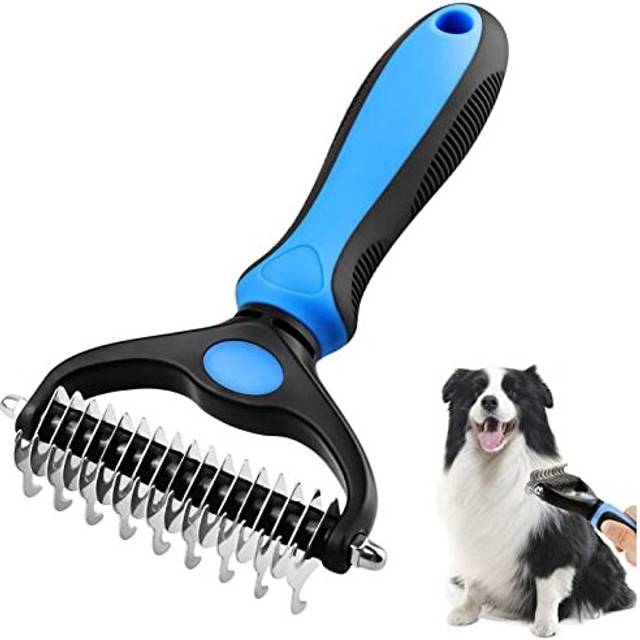 Pet Dog Brushes - Double Sided Deshedding Dematting Rake, Undercoat Rake Dog, Cat Brush Removes Loose Undercoat,Knots,Mats and Tangled Hair