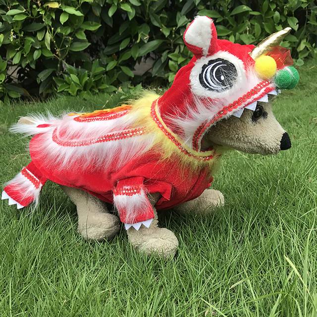 (Red, XL) Winter New Year Spring Festival Dog Coat Lion Dancing Costume Tang Suit Pet Clothes