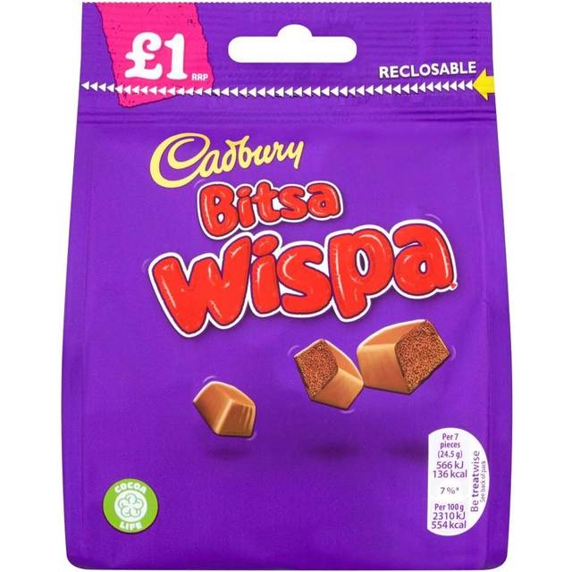 Cadbury Bitsa Wispa  Chocolate Bag 95g (Pack of 10)