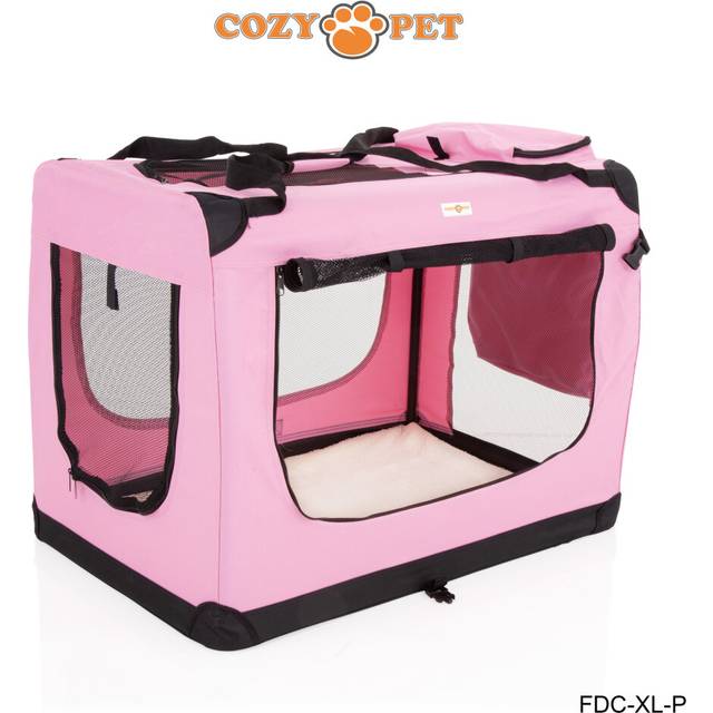Fabric Dog Crate Pink, XL Size 90cm, Cat Pet Carrier by Cozy Pet Transport Travel Cage FDC-XL-P