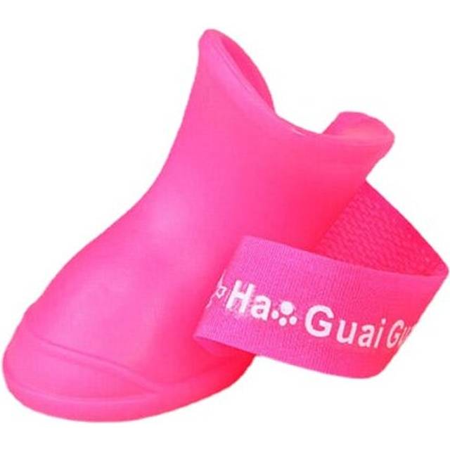 (Red, M) 4Pcs/1Set Portable Pet Dog Waterproof Boots Rain Shoes Non-Slip