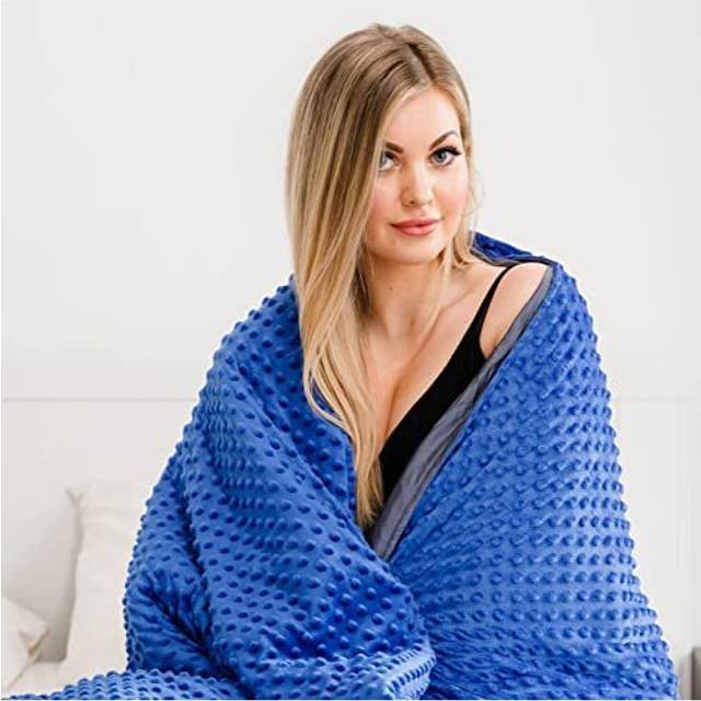 Weighted Blanket Adult Size 6.8kg: Fall Asleep Faster Adult Weighted Anxiety Blanket with All Season Use Removable Washable Cover, Strong 300 TC