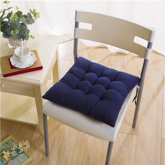 (Navy blue) Square Chair Upholstered Sanded Seat Cushion Restaurant Terrace Home Office Outdoor Garden Sofa Hip Protector