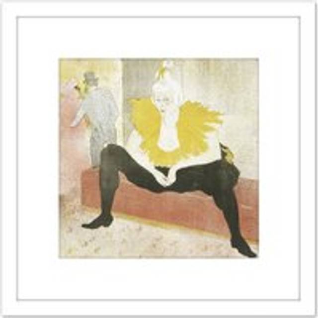 Toulouse-Lautrec Clowness Mademoiselle Cha-U-Ka-O Painting 8X8 Inch Square Wooden Framed Wall Art Print Picture with Mount - White - One Size