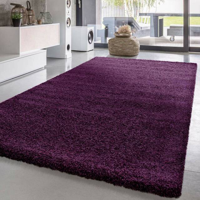 (Purple , 80cm x 150cm) Soft Shaggy VERONA Rug Living Room Bedroom Carpet Hallway Runner Non Shed Pile