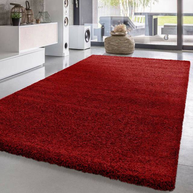 (Red, 160cm x 230cm) Soft Shaggy VERONA Rug Living Room Bedroom Carpet Hallway Runner Non Shed Pile