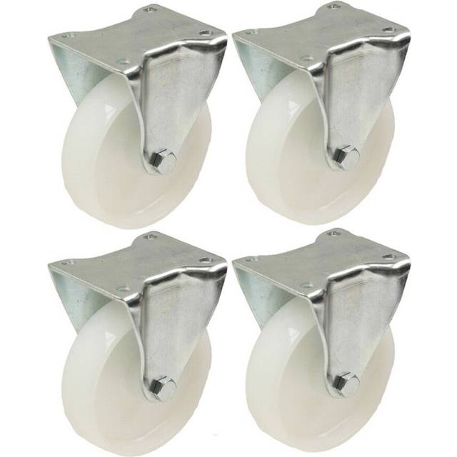 "150mm 6"" nylon castors - heavy duty fixed castors 300kg - set of 4"
