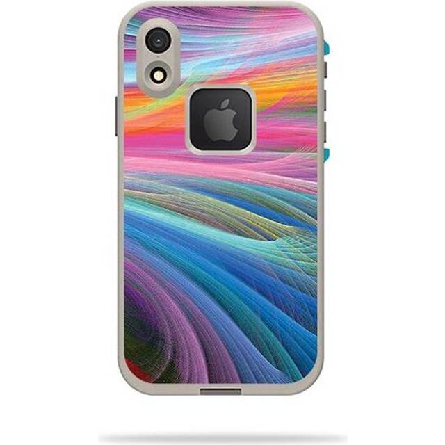 MightySkins LIFIPXR-Rainbow Waves Skin Decal Wrap for LifeProof Fre iPhone XR Case Sticker - Rainbow Waves