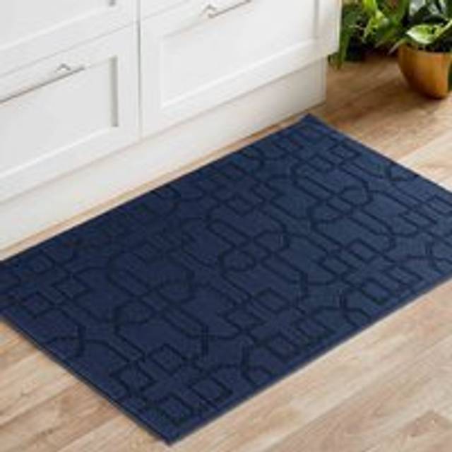 Ivy Washable Cubed Trellis Design Anti Slip Doormats - Runners - Navy / 120x160 cm Rectangle - Blue