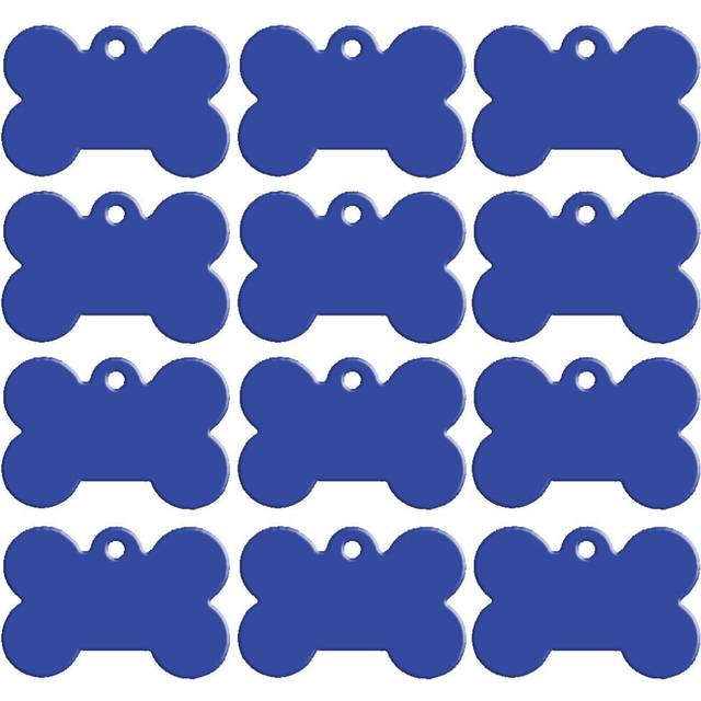 (Blue) 20pcs Bone Shape Custom Dog Tags for Pet Engraved Dog Cat Name Plate Collar Tag