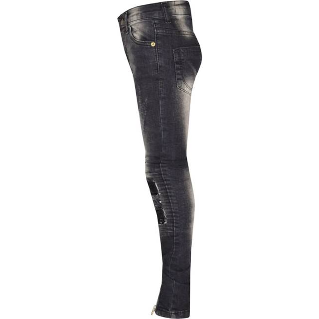 Kids girls stretchy jeans designer black ripped drape panel denim pants trousers