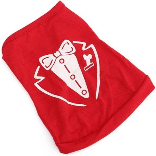 (Red, XS) Summer Cat Puppy Dog Vest Dog T-shirt Costumes Apparel Tie Printed Coat