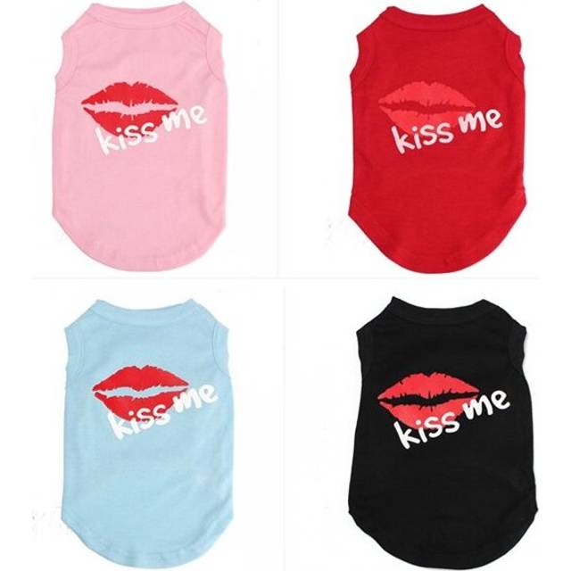 (Blue, M) Summer Vogue Pet Dog Cat Vest Waistcoat Sleeveless Red Lip Vest Coat