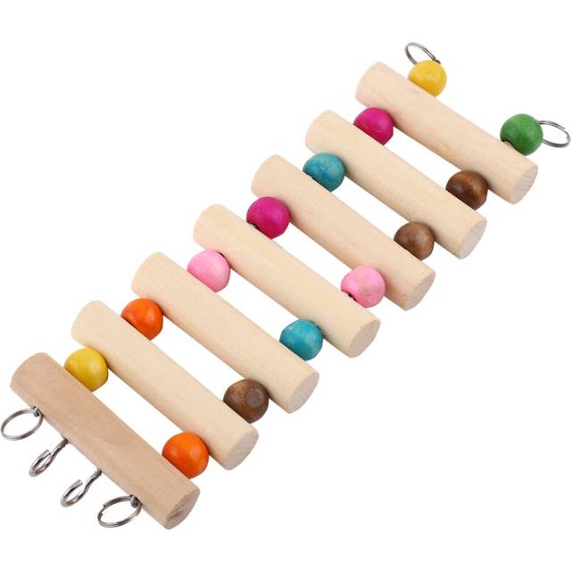Pet Ladder Bridge Stair Bendable Climb Swing Gerbil Hamster Macaw Parrot Pet Toys (7Steps M)