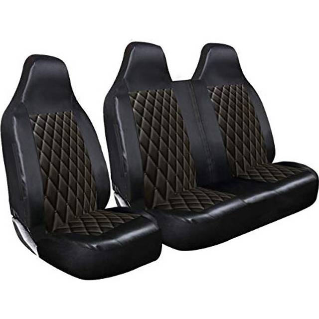 Rhinos-Autostyling FOR RENAULT TRAFIC ALL MODELS - Premium Luxury Van Seat Covers Single Drivers And Double Passengers Seat Covers - 2 + 1 - Black