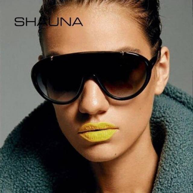 (Green Tea Gradient) SHAUNA 2019 New Arrival Oversize One Piece Sunglasses Women Cool Gradient Goggle Cover Sun Glasses Men
