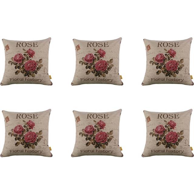 6X Vintage Floral/Flower Flax Decorative Throw Pillow Case Cushion Cover Home Sofa Decorative(3 Roses)