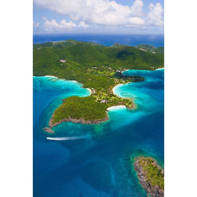 Aerial of caneel bay - Blue;White;Green (122cm H x 81cm W)