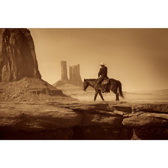 Western Cowboy by YinYang - Wrapped Canvas Art Prints - Black;Brown (81cm H x 122cm W x 3.8cm D)