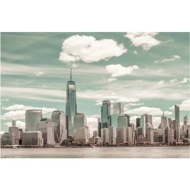 NYC Manhattan Skyline and Hudson River by Melanie Viola - Wrapped Canvas Photograph (30.48cm H x 45.72cm W x 1.91cm D)