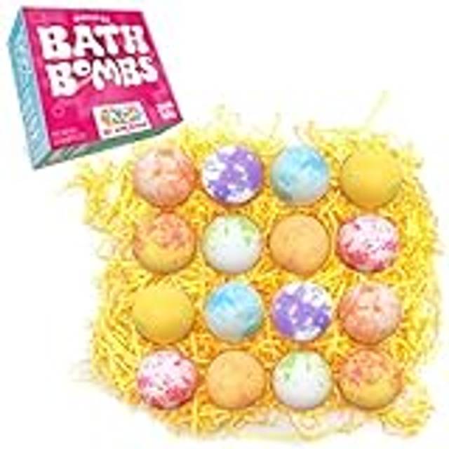 16 x Bath Bombs Gift Set for Women from Zimpli Gifts, Handmade Luxury Fizzing Bath Fizzers for Her, Relaxing Beauty Kit, Birthday, Christmas, Xmas