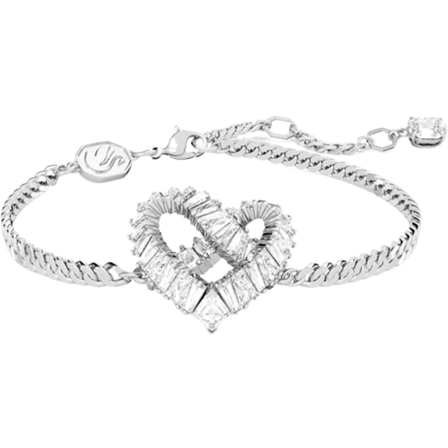 Swarovski Matrix Silver Heart Bracelet - 20cm
