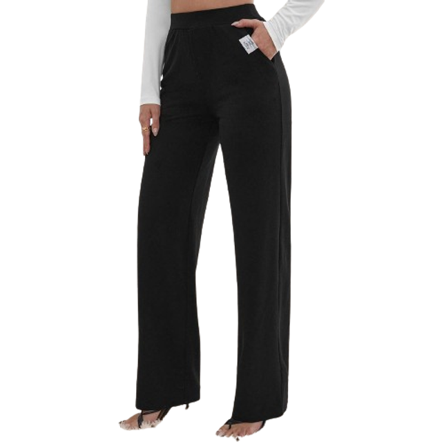 Ficka Lappad Enkel Elegant Kvinnor Byxor - Svart (Tall XS,Tall S,Tall M,Tall L,Tall XL)