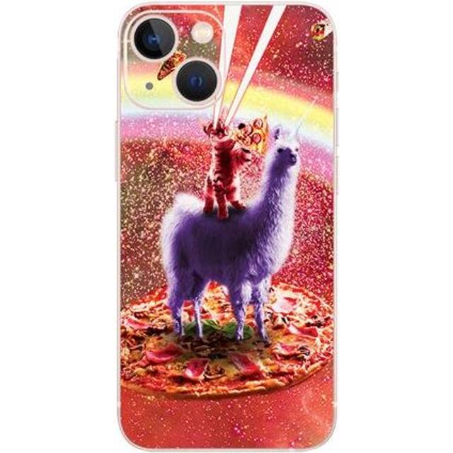 MightySkins APIPH13MI-Cat Llama Pizza Carbon Fiber Skin Compatible with Apple iPhone 13 Mini - Cat Llama Pizza